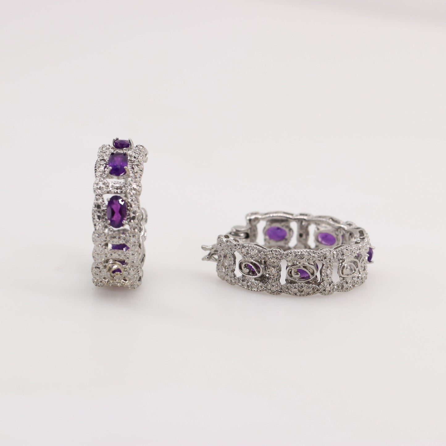 Aros de Amatista y cubic zirconia - Aros