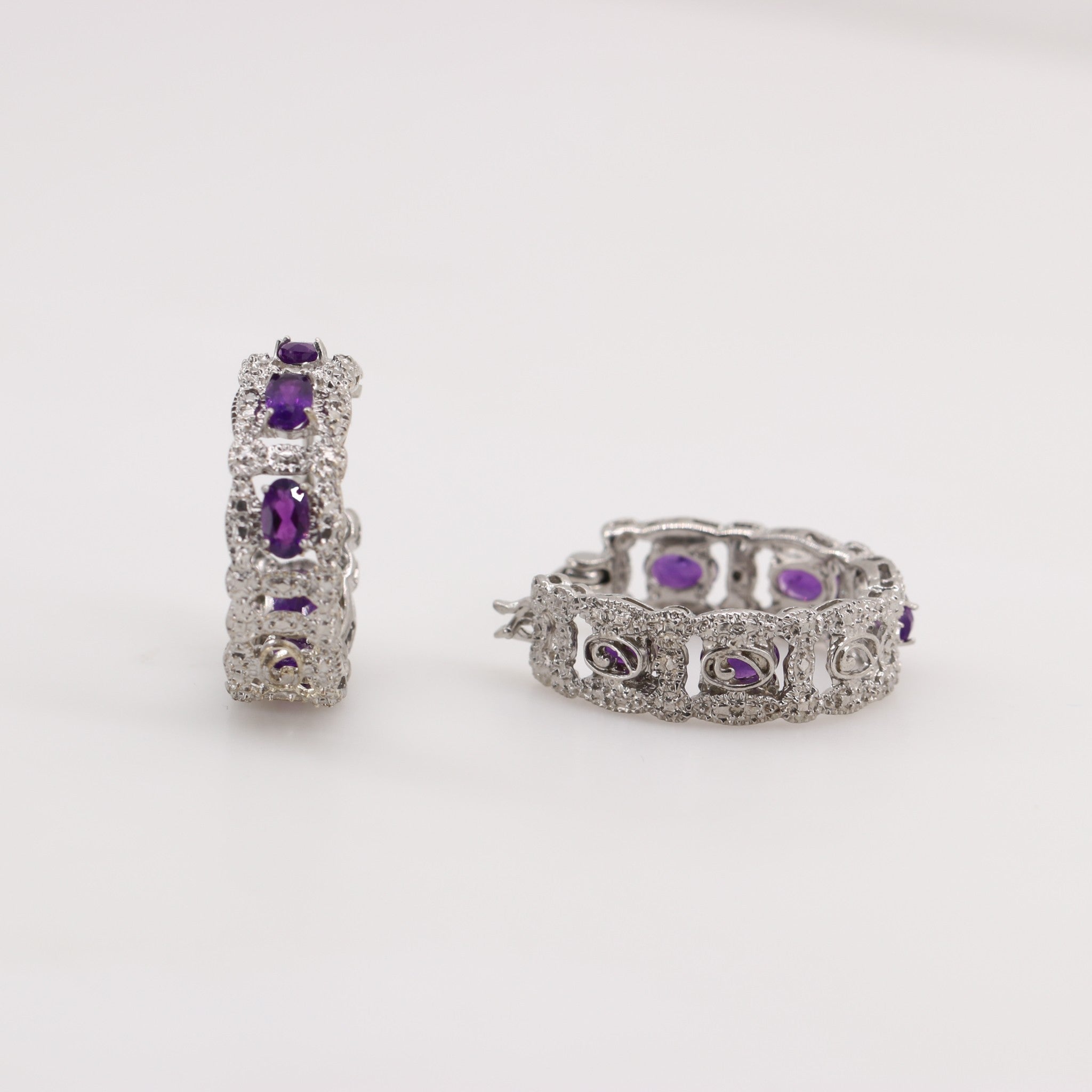 Aros de Amatista y cubic zirconia - Aros