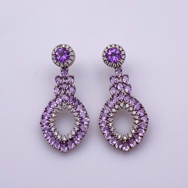 Aros de Amatista y cubic zirconia - Aros