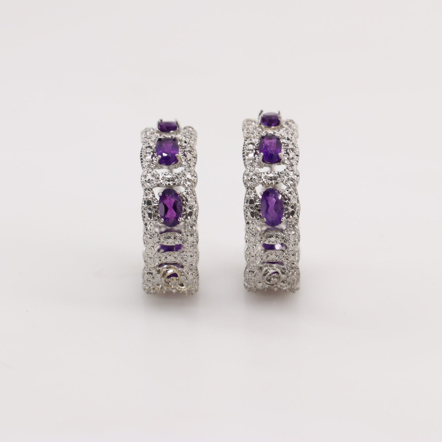 Aros de Amatista y cubic zirconia - Aros