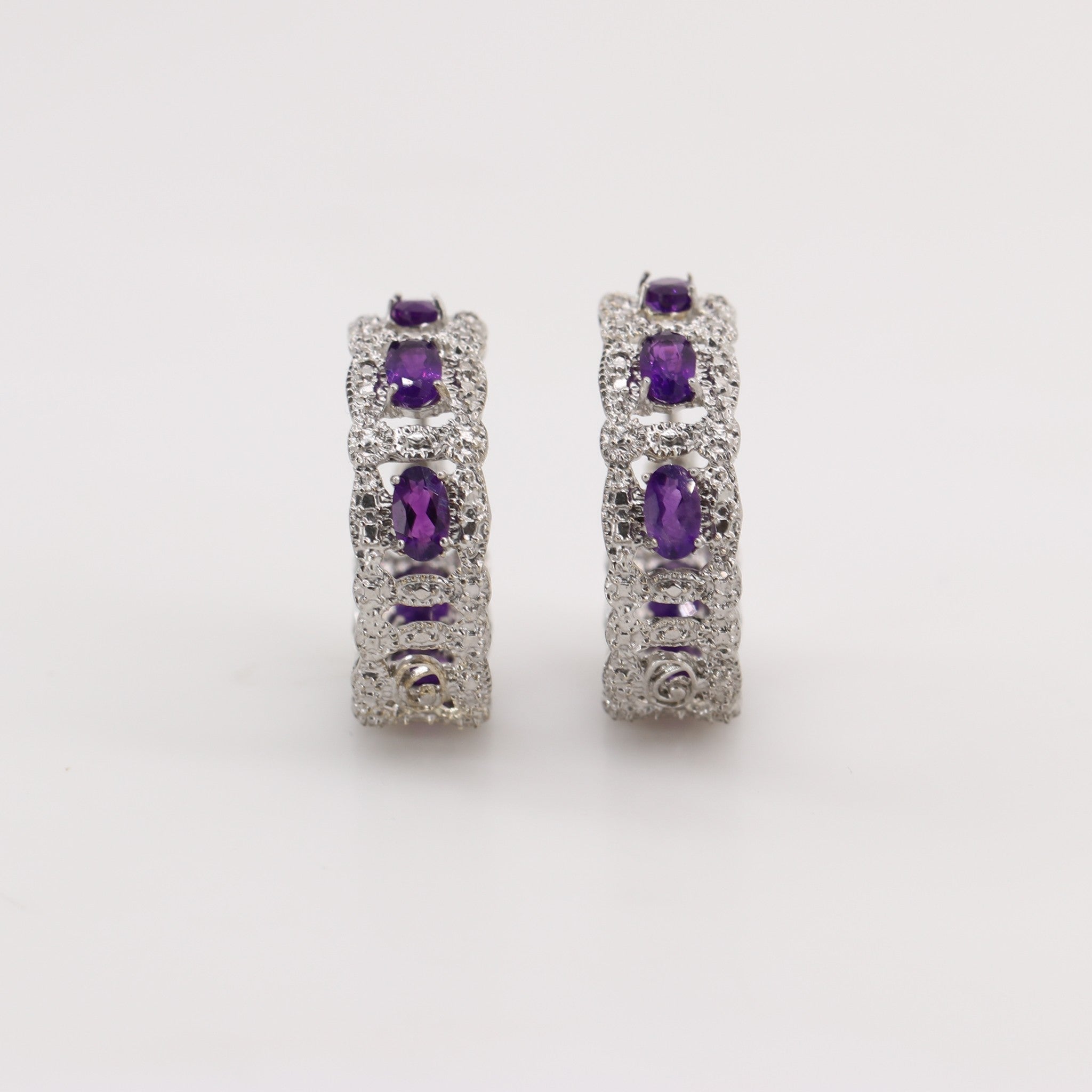 Aros de Amatista y cubic zirconia - Aros