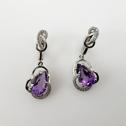 Aros de Amatista y cubic zirconia - Aros