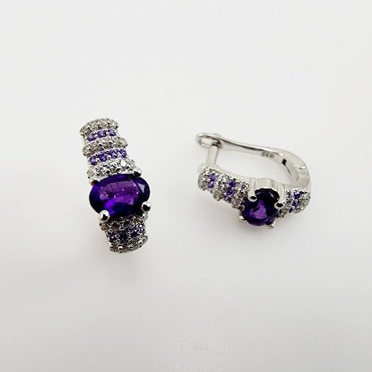 Aros de Amatista y cubic zirconia - Aros