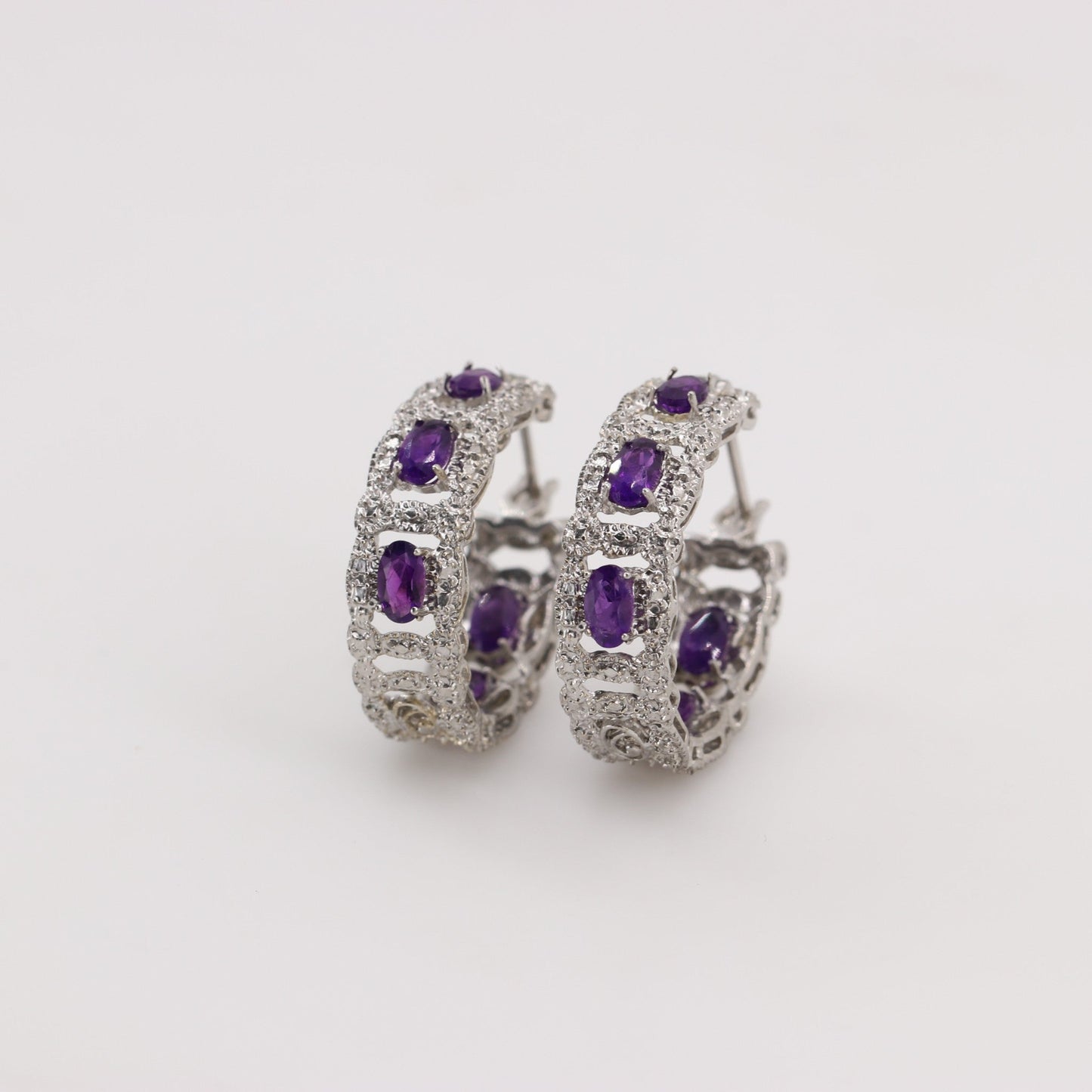 Aros de Amatista y cubic zirconia - Aros