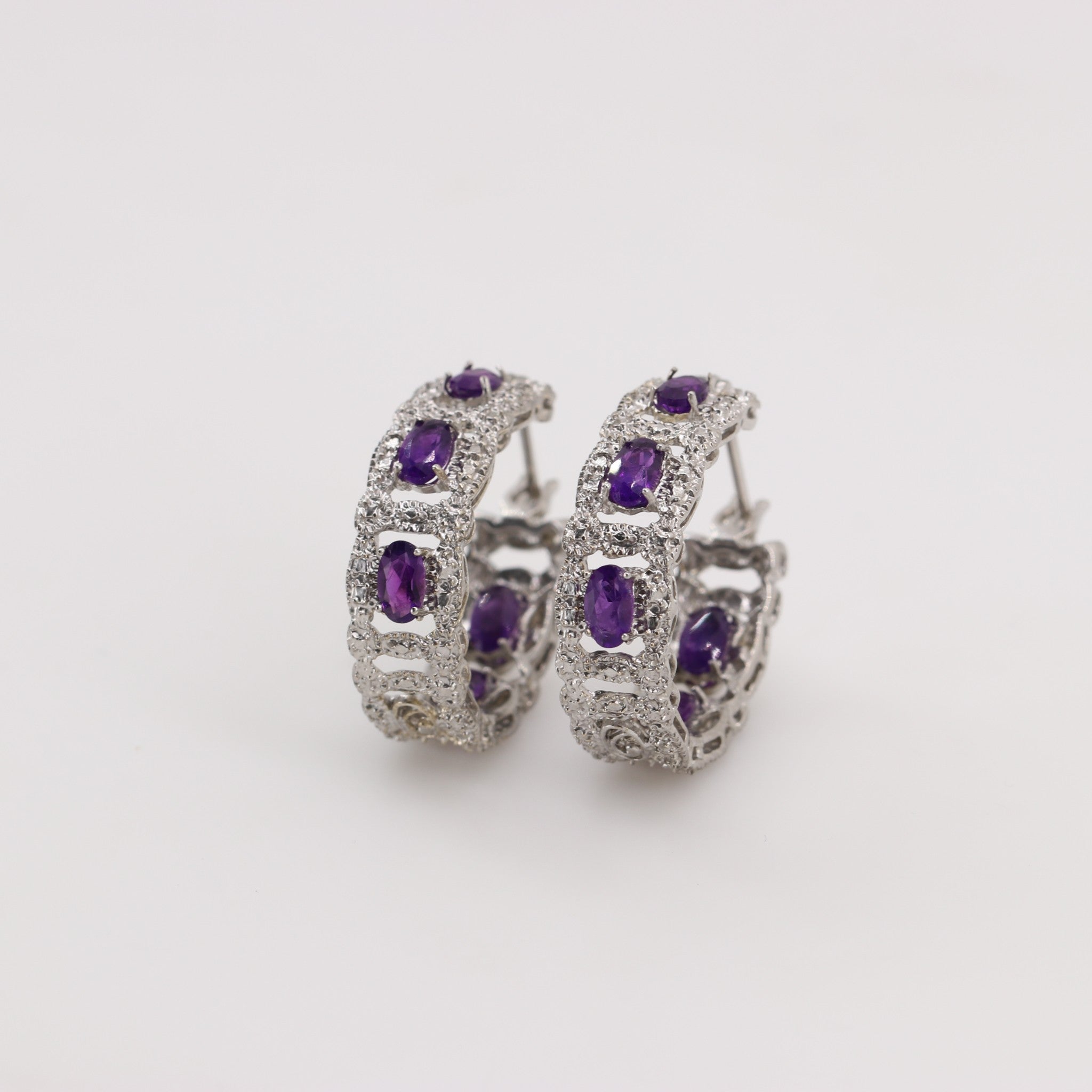 Aros de Amatista y cubic zirconia - Aros
