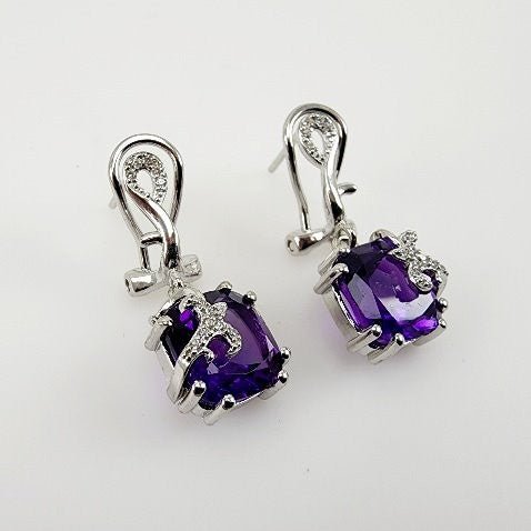 Aros de Amatista y cubic zirconia - Aros