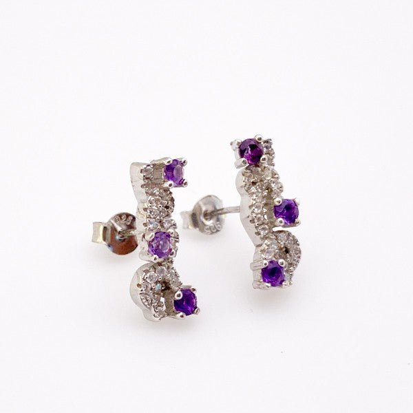 Aros de Amatista y cubic zirconia - Aros
