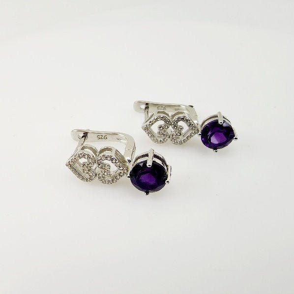 Aros de Amatista y cubic zirconia - Aros