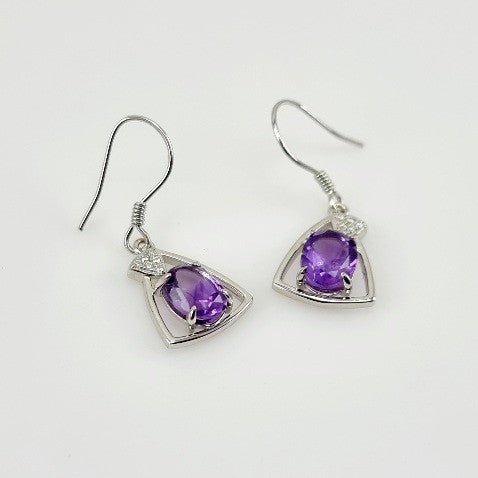 Aros de Amatista y cubic zirconia - Aros