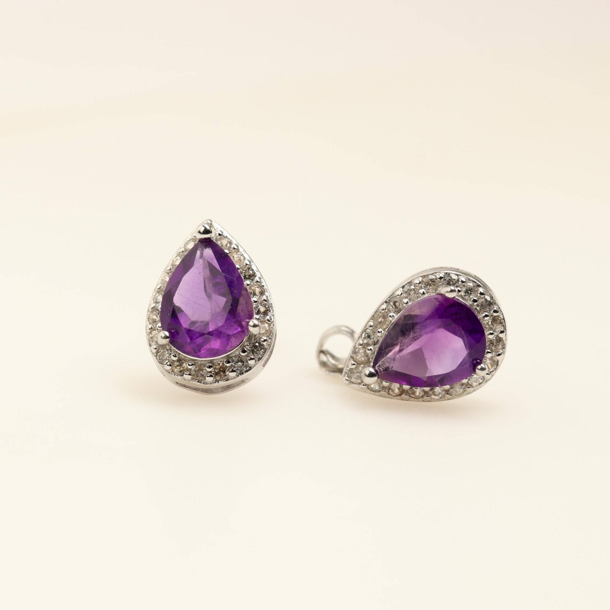 Aros de Amatista y cubic zirconia - Aros