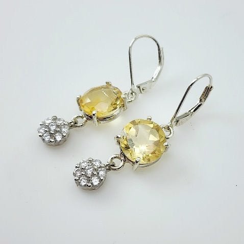 Aros de Citrino y cubic zirconia - Aros