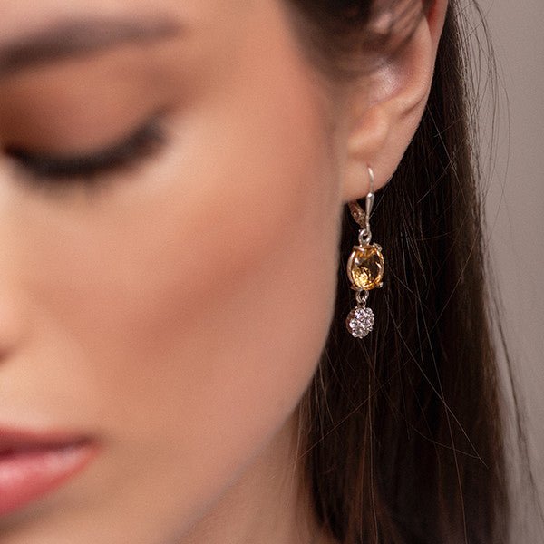 Aros de Citrino y cubic zirconia - Aros