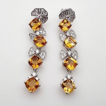 Aros de Citrino y cubic zirconia - Aros