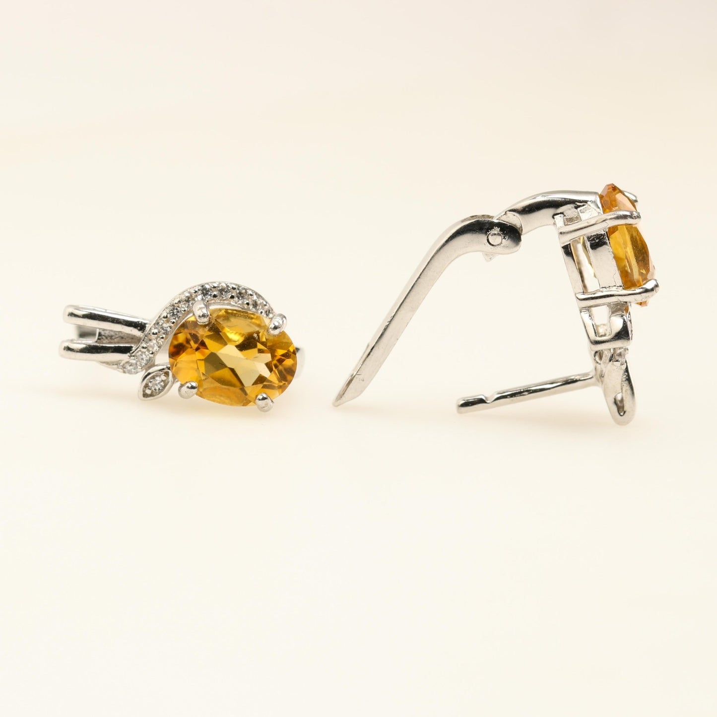 Aros de Citrino y cubic zirconia - Aros