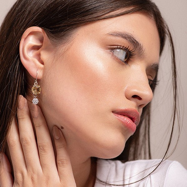Aros de Citrino y cubic zirconia - Aros