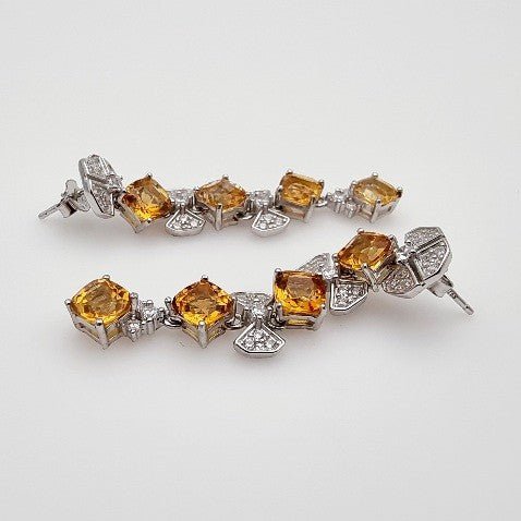 Aros de Citrino y cubic zirconia - Aros