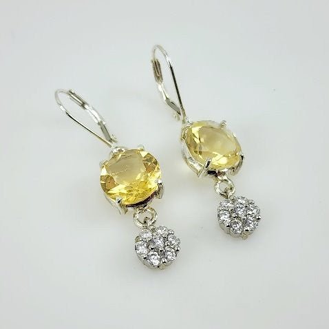 Aros de Citrino y cubic zirconia - Aros