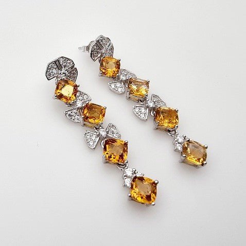 Aros de Citrino y cubic zirconia - Aros