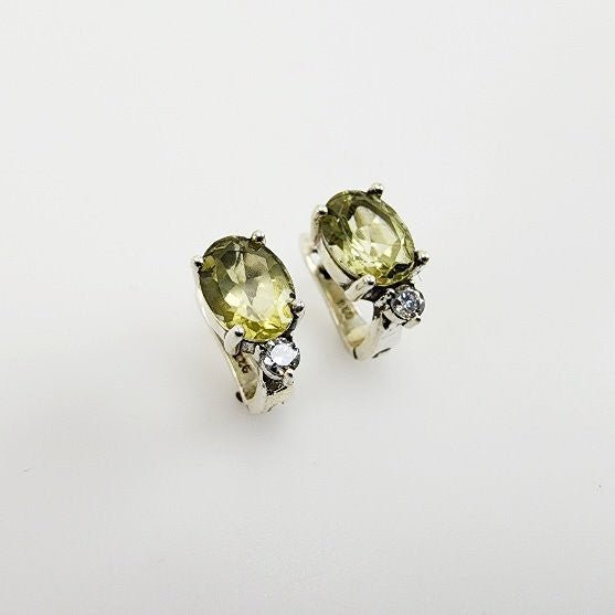 Aros de Citrino y cubic zirconia - Aros