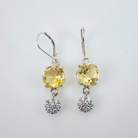 Aros de Citrino y cubic zirconia - Aros