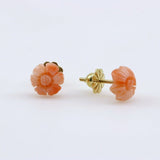 Aros de coral en oro 18 k - Aros
