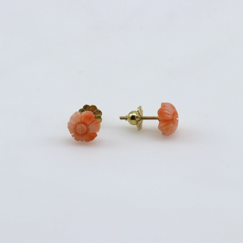 Aros de coral en oro 18 k - Aros