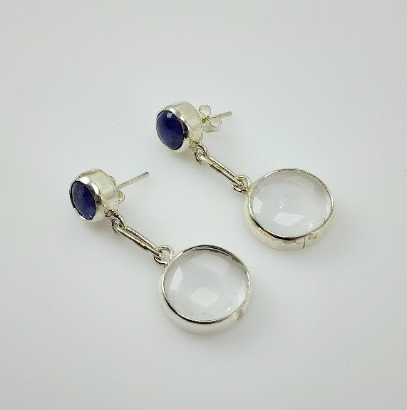 Aros de Cuarzo Cristal y Tanzanita - Aros