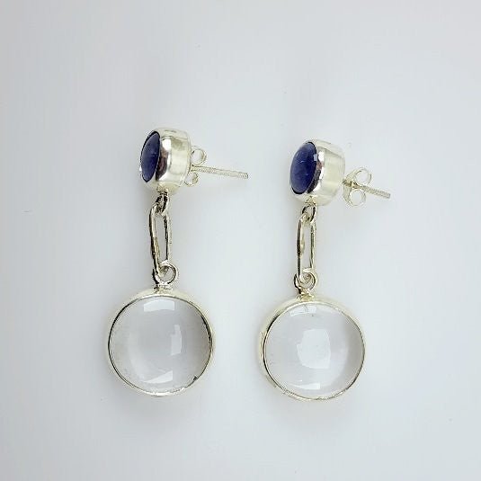 Aros de Cuarzo Cristal y Tanzanita - Aros