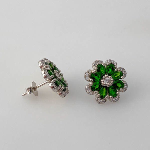 Aros de Diópsido y cubic zirconia - Aros
