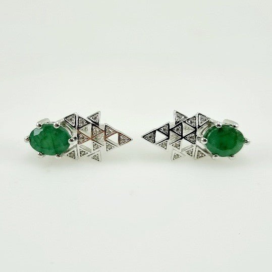 Aros de Esmeralda y cubic zirconia - Aros
