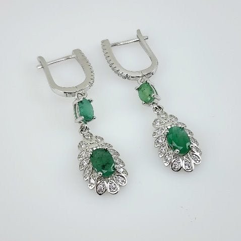 Aros de esmeralda y cubic zirconia - Aros