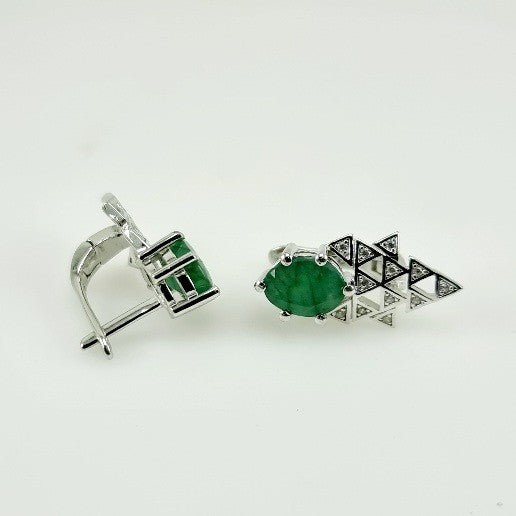 Aros de Esmeralda y cubic zirconia - Aros