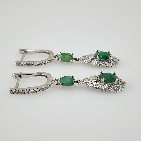 Aros de esmeralda y cubic zirconia - Aros