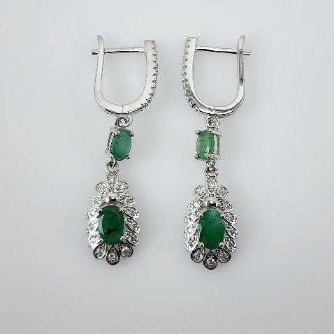 Aros de esmeralda y cubic zirconia - Aros