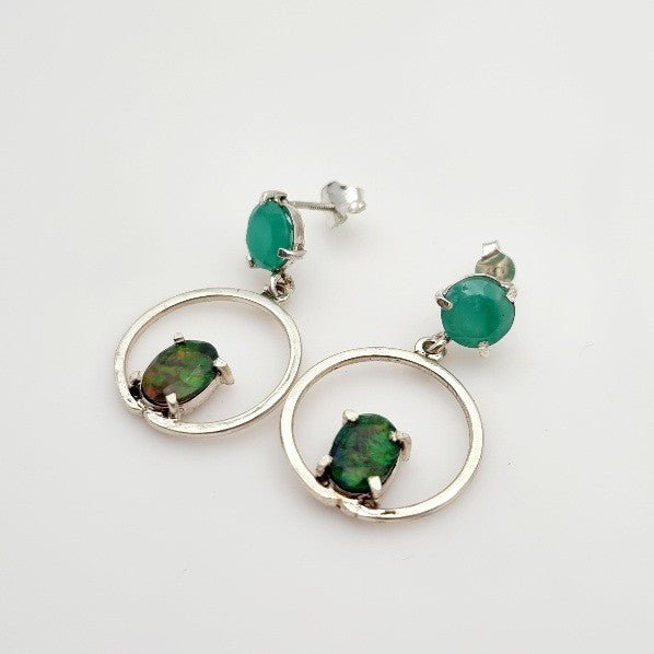 Aros de Esmeralda y ópalo negro australiano - Aros