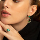 Aros de Esmeralda y ópalo negro australiano - Aros