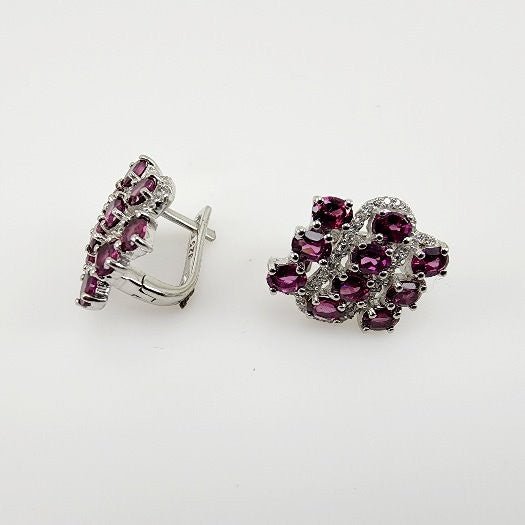 Aros de Granate Rodolita y cubic zirconia - Aros