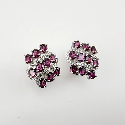 Aros de Granate Rodolita y cubic zirconia - Aros