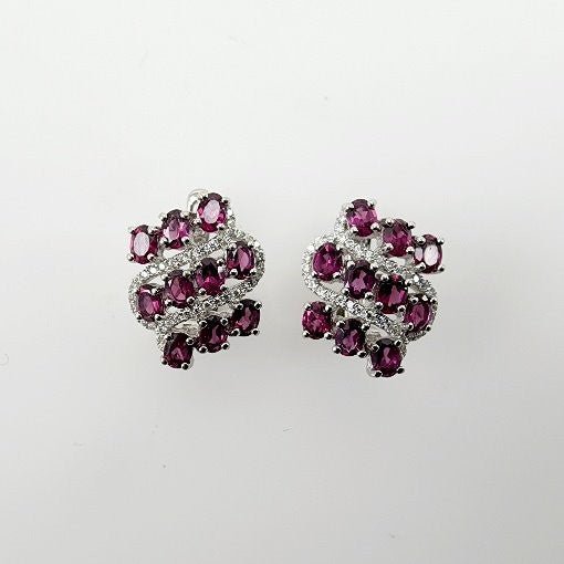 Aros de Granate Rodolita y cubic zirconia - Aros