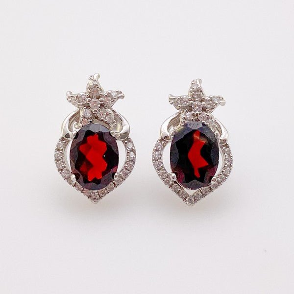 Aros de Granate y Cubic Zirconia - Aros