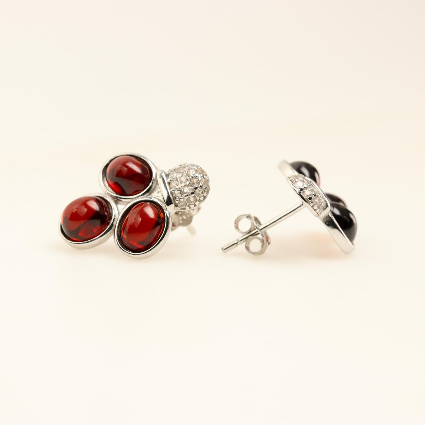 Aros de Granate y cubic zirconia - Aros
