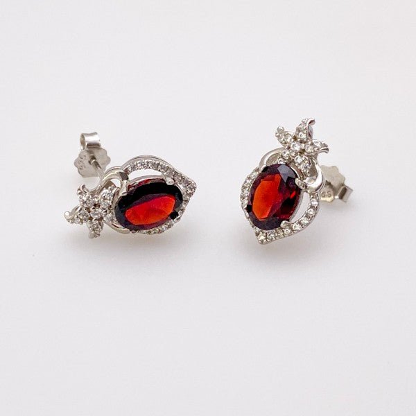 Aros de Granate y Cubic Zirconia - Aros