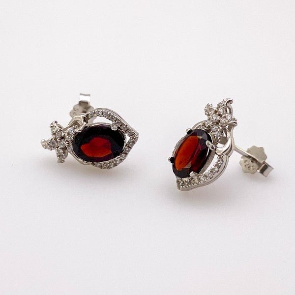Aros de Granate y Cubic Zirconia - Aros