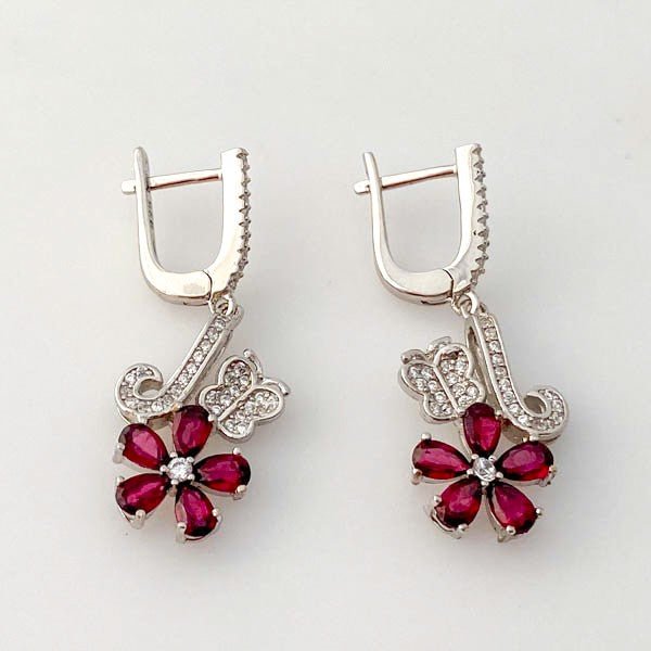 Aros de Granate y Cubic Zirconia - Aros