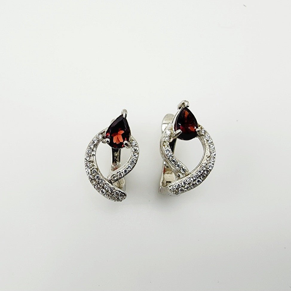 Aros de Granate y cubic zirconia - Aros