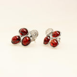 Aros de Granate y cubic zirconia - Aros