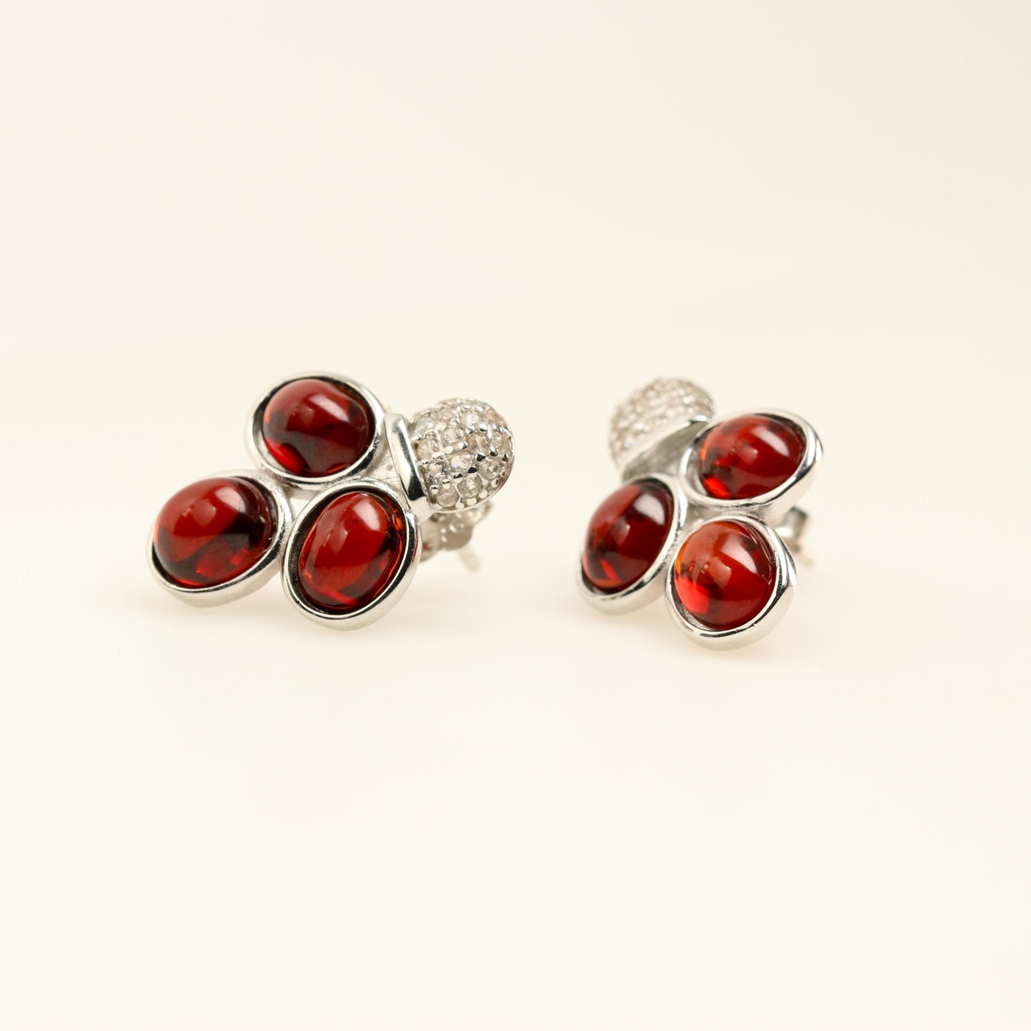 Aros de Granate y cubic zirconia - Aros