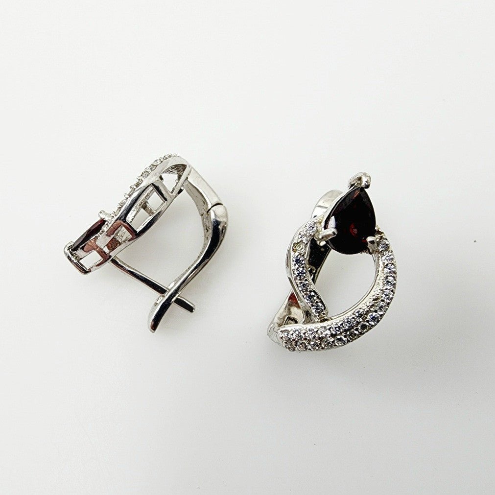Aros de Granate y cubic zirconia - Aros