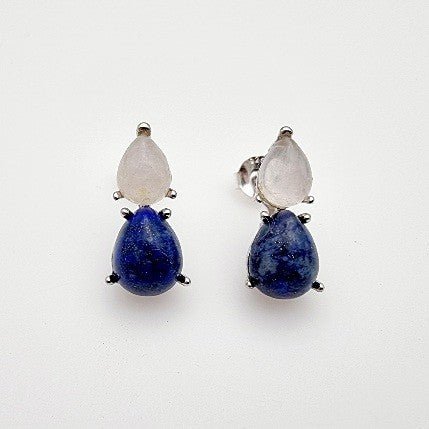 Aros de Lapislázuli y piedra luna - Aros