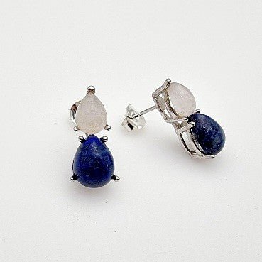 Aros de Lapislázuli y piedra luna - Aros